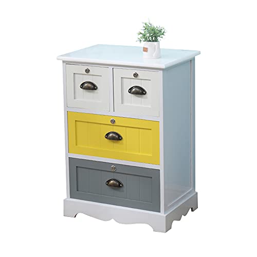 ctg Kommode, Farbiger Massivholz-Mehrschicht-Beistellschrank mit Schloss-Design, Geeignet FüR Wohn- und Schlafzimmer/Weiß / 50x35x70cm von KLHGBH