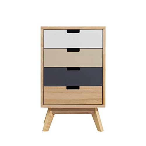 ctg Kommode, Kiefer Schrankbeine, Paulownia Material Seitenschrank mit 4 Schubladen, Geeignet FüR Wohnzimmer, Badezimmer, Arbeitszimmer/Holzfarbe / 40x36x65cm von KLHGBH