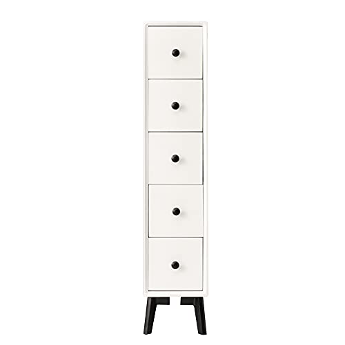 ctg Kommode, Klassifizierter Stauraum, Schmaler Seitenschrank aus Bergahorn, Geeignet FüR Schlafzimmer-BadezimmermöBel/Weiß/M von KLHGBH