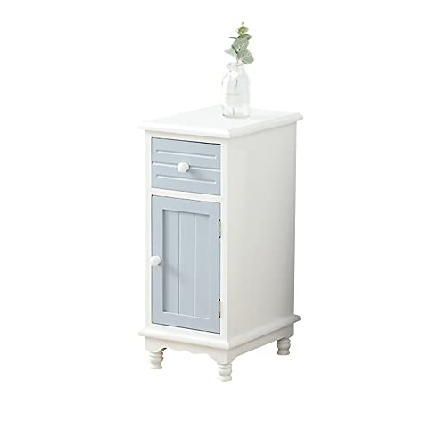 ctg Kommode, Massivholz Nachttisch mit TüR, Mehrere Schubladen, Platzsparend, Geeignet FüR Wohnzimmer Schlafzimmer Living/Blau/S von KLHGBH