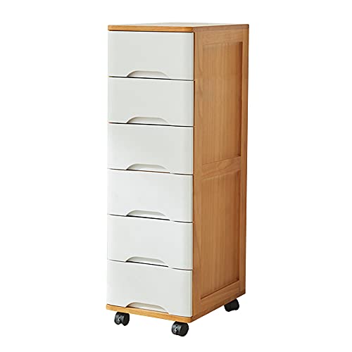 ctg Kommode, Mehrlagiger Massivholzschrank mit Rollen, 6 Schubladen, Geeignet FüR Wohnzimmer und Kinderzimmer/Holzfarbe / 30x40x104cm von KLHGBH