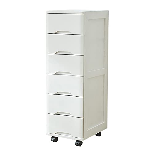 ctg Kommode, Mehrlagiger Massivholzschrank mit Rollen, 6 Schubladen, Geeignet FüR Wohnzimmer und Kinderzimmer/Weiß / 30x40x104cm von KLHGBH