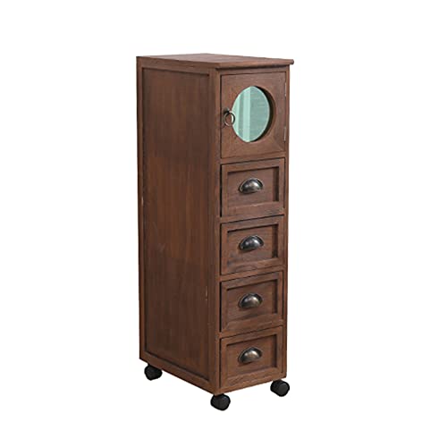 ctg Kommode, Mehrschichtiges Retro-Design, Schmaler Seitenschrank aus Massivholz mit BronzebeschläGen, Geeignet FüR Schlafzimmer/braun/L ctg Kommode, Mehrschichtiges Retro-Design, Schmaler Seitenschrank aus Massivholz mit BronzebeschläGen, Geeignet FüR Schlafzimmer/braun/L von KLHGBH