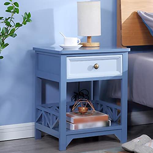 ctg Kommode, Nachttisch Einfacher Multifunktionaler Massivholzschrank mit Schubladen, Geeignet FüR Schlafzimmer/Blau / 45x37x54cm von KLHGBH