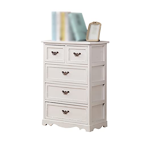 ctg Kommode, Retro-Kupfergriffe, Massivholz-Wohnzimmer-Schubladen-SeitenschräNke, Geeignet FüR Schlafzimmer-SchlafsäLe/Weiß / 50x30x73cm von KLHGBH