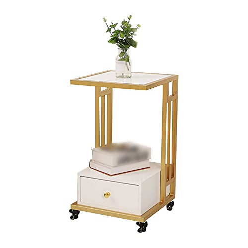 ctg Nachttisch, 2-Lagiger Marmor Couchtisch Schubladenschrank mit Rollen, Geeignet FüR Wohnzimmer und Schlafzimmer/Weiß / 34x34x62cm ctg Nachttisch, 2-Lagiger Marmor Couchtisch Schubladenschrank mit Rollen, Geeignet FüR Wohnzimmer und Schlafzimmer/Weiß / 34x34x62cm von KLHGBH