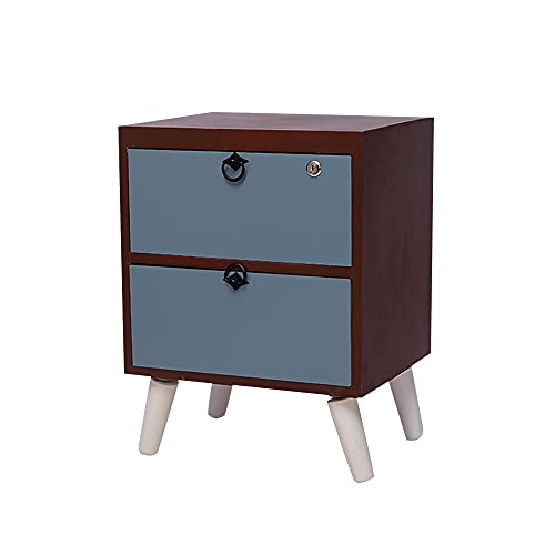 ctg Nachttisch, Massivholz 2-Lagiges Design Einfache Kommode mit Schloss, Geeignet FüR Schlafzimmer, Wohnzimmer, BüRo/Blau / 40x32x50cm von KLHGBH