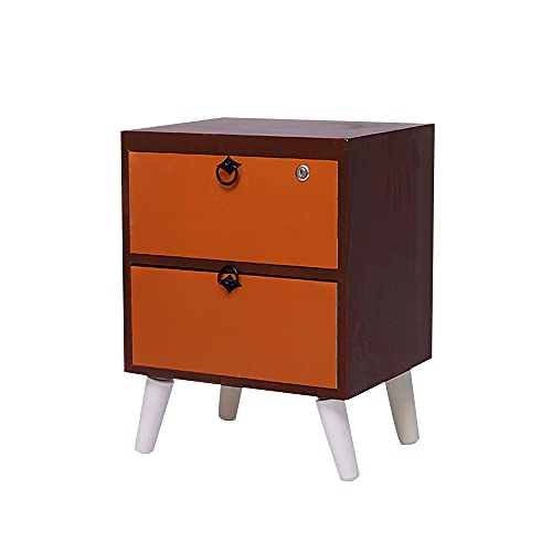 ctg Nachttisch, Massivholz 2-Lagiges Design Einfache Kommode mit Schloss, Geeignet FüR Schlafzimmer, Wohnzimmer, BüRo/Orange / 40x32x50cm von KLHGBH