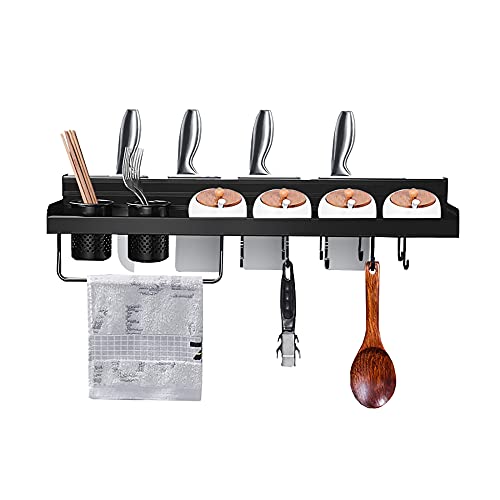 tlj GewüRzregal, Wandregal GewüRzregal mit Hakenraum Aluminium KüChenregal Lagerung, FüR GewüRzdose und Flaschenlagerung/Schwarz / 700mm tlj GewüRzregal, Wandregal GewüRzregal mit Hakenraum Aluminium KüChenregal Lagerung, FüR GewüRzdose und Flaschenlagerung/Schwarz / 700mm von KLHGBH