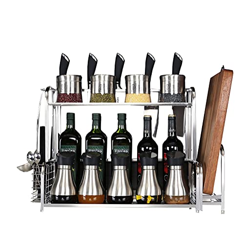 tlj Mehrstufiges GewüRzregal, Abnehmbares KüChenregal aus Edelstahl FüR Platzsparende Aufbewahrung von GewüRzdosen und Flaschen/Silber / 50x41cm tlj Mehrstufiges GewüRzregal, Abnehmbares KüChenregal aus Edelstahl FüR Platzsparende Aufbewahrung von GewüRzdosen und Flaschen/Silber / 50x41cm von KLHGBH