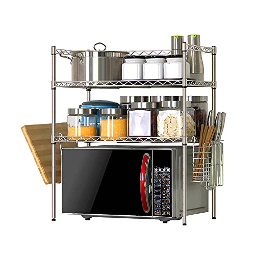 wblj 3 Tier Mikrowelle Regal, Verstellbare Edelstahl KüChe Bad Arbeitsplatte Organizer Rack Ofen StäNder GewüRze Rack Platzsparer/Silber / 55x30x65cm wblj 3 Tier Mikrowelle Regal, Verstellbare Edelstahl KüChe Bad Arbeitsplatte Organizer Rack Ofen StäNder GewüRze Rack Platzsparer/Silber / 55x30x65cm von KLHGBH