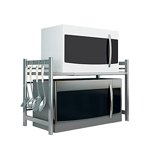 wblj Edelstahl Mikrowelle Rack, 2 Schichten Teleskop Design Verstellbar 40-60cm, KüChe Badezimmer Liefert Lagerregal Platzsparer/Silber / 40x38x46cm wblj Edelstahl Mikrowelle Rack, 2 Schichten Teleskop Design Verstellbar 40-60cm, KüChe Badezimmer Liefert Lagerregal Platzsparer/Silber / 40x38x46cm von KLHGBH