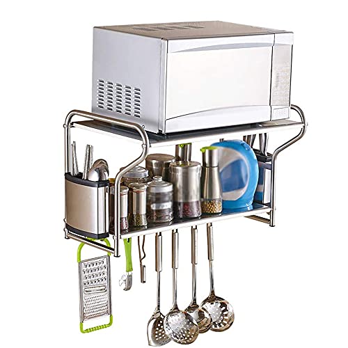 wblj Edelstahl-Mikrowellen-Ofengestell, Multifunktionales Wand-Ofen-StandgewüRzregal KüChen-Badezimmer-Organisator-Gestell, Raumsparer/Silber / 58cm von KLHGBH