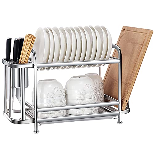 wdjj Abtropfgestell, KüChenregale aus Edelstahl Dish Rack Dish Drainer Rack, mit Zweistufigem Utensilienhalter FüR Tropfschalen/Silber / 58cm wdjj Abtropfgestell, KüChenregale aus Edelstahl Dish Rack Dish Drainer Rack, mit Zweistufigem Utensilienhalter FüR Tropfschalen/Silber / 58cm von KLHGBH
