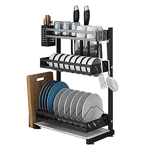 wdjj Abtropfgestell, Mehrschichtige KüChenregale aus Edelstahl, Dish Draining Rack mit Tropfschalen-Utensilienhalter/Schwarz / 60cm wdjj Abtropfgestell, Mehrschichtige KüChenregale aus Edelstahl, Dish Draining Rack mit Tropfschalen-Utensilienhalter/Schwarz / 60cm von KLHGBH