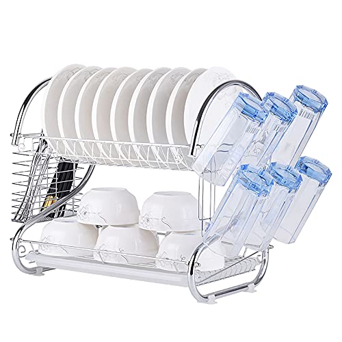 wdjj Double-Tier Abtropfgestell, Multifunktions-Utensilienhalter, mit Tropfschale, FüR die Aufbewahrung von TöPfen, Schalen und KüChenutensilien/A / 51x25x37.5cm von KLHGBH