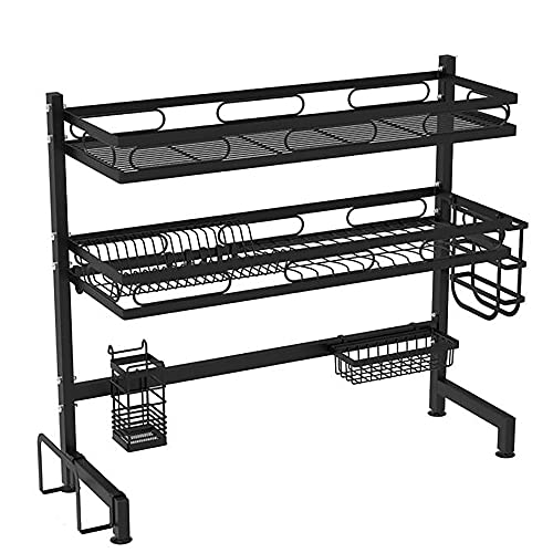 wdjj Double-Tier Geschirrständer, Over Sink Dish Rack Metall KüChenregale, FüR TöPfe Schalen Teller und KüChenutensilien Lagerung/Schwarz / 75cm wdjj Double-Tier Geschirrständer, Over Sink Dish Rack Metall KüChenregale, FüR TöPfe Schalen Teller und KüChenutensilien Lagerung/Schwarz / 75cm von KLHGBH