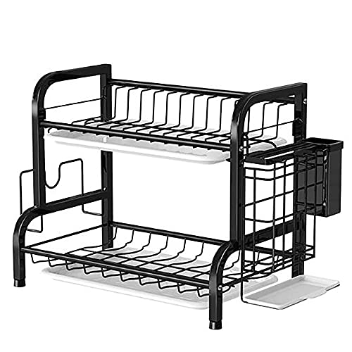 wdjj Double-Tier Geschirrständer mit Multifunktions-Utensilienhalter FüR Tropfschalen zur Aufbewahrung von TöPfen, SchüSseln und KüChenutensilien/Schwarz / 57.5x25.5x39cm wdjj Double-Tier Geschirrständer mit Multifunktions-Utensilienhalter FüR Tropfschalen zur Aufbewahrung von TöPfen, SchüSseln und KüChenutensilien/Schwarz / 57.5x25.5x39cm von KLHGBH