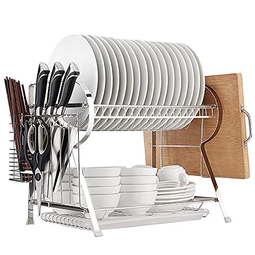 wdjj Edelstahl-Abtropfgestell,Zweistufiges Aufbewahrungsregal FüR KüChenbedarf,mit Abflussbrettgestell FüR AuffangbehäLter-Utensilienhalter/Silber / 40x28x36cm wdjj Edelstahl-Abtropfgestell,Zweistufiges Aufbewahrungsregal FüR KüChenbedarf,mit Abflussbrettgestell FüR AuffangbehäLter-Utensilienhalter/Silber / 40x28x36cm von KLHGBH