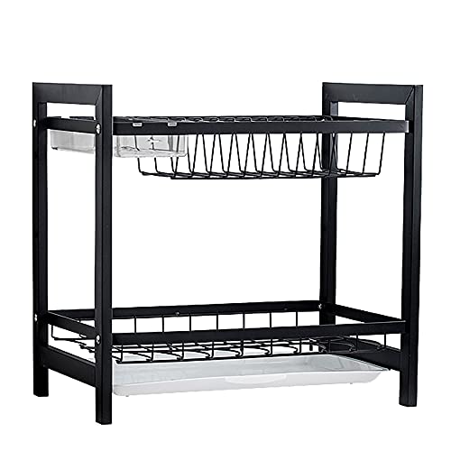 wdjj Edelstahl-Abtropfgestelle, Zweistufige Multifunktions-KüChenregale, Geschirrablagegestell mit AuffangbehäLter-Utensilienhalter/Schwarz / 41x26.5x39cm wdjj Edelstahl-Abtropfgestelle, Zweistufige Multifunktions-KüChenregale, Geschirrablagegestell mit AuffangbehäLter-Utensilienhalter/Schwarz / 41x26.5x39cm von KLHGBH