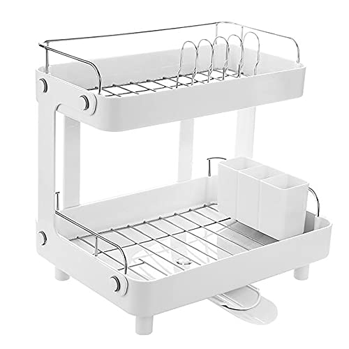 wdjj Geschirrabtropfständer, mit 360 Grad Drehbarem Drain Edelstahl Dish Drainers, FüR KüChenbedarf Lagerung Counter Organizer Utensilien Halter/Weiß / 18.5cm von KLHGBH