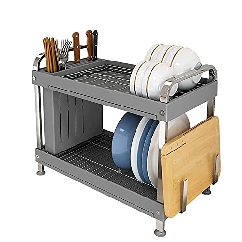 wdjj Geschirrabtropfständer, mit Mehrschichtigem Edelstahl-KüChenregal FüR die Auffangschale, zur Aufbewahrung von TöPfen, SchüSseln und KüChenutensilien/grau / 40cm wdjj Geschirrabtropfständer, mit Mehrschichtigem Edelstahl-KüChenregal FüR die Auffangschale, zur Aufbewahrung von TöPfen, SchüSseln und KüChenutensilien/grau / 40cm von KLHGBH