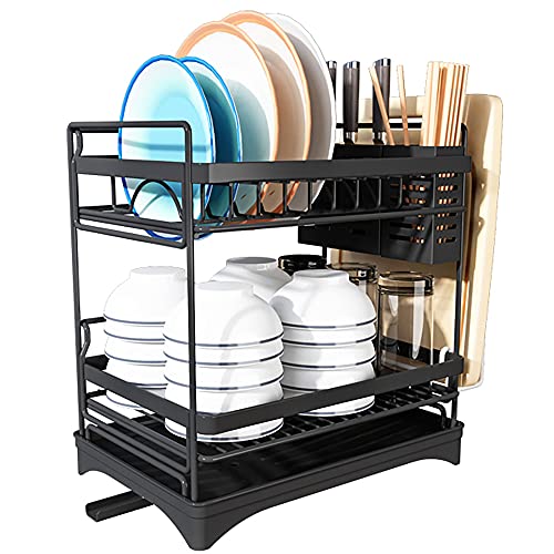 wdjj Geschirrabtropfständer, mit Tropfschale Edelstahl KüChenregal Utensilienhalter, FüR TöPfe Schalen Teller und KüChenutensilien Lagerung/Schwarz / 2 layer wdjj Geschirrabtropfständer, mit Tropfschale Edelstahl KüChenregal Utensilienhalter, FüR TöPfe Schalen Teller und KüChenutensilien Lagerung/Schwarz / 2 layer von KLHGBH
