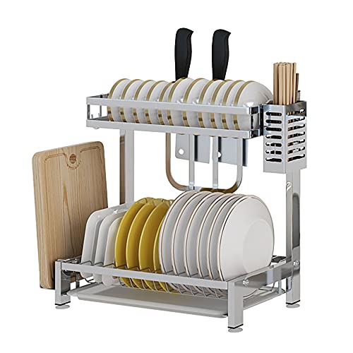 wdjj Geschirrständer, 304 Edelstahl KüChenregal, 2-Lagige Arbeitsplatte Drain Dish Rack, mit Schneidebrett Regal, BesteckkäFig Usw. / Silber / 43x22x40cm wdjj Geschirrständer, 304 Edelstahl KüChenregal, 2-Lagige Arbeitsplatte Drain Dish Rack, mit Schneidebrett Regal, BesteckkäFig Usw. / Silber / 43x22x40cm von KLHGBH