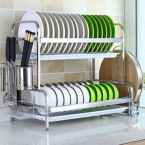 wdjj Geschirrständer, Mehrschichtige KüChenregale aus Edelstahl, Dish Draining Rack, mit Utensilienhalter FüR Tropfschalen/Silber / 52x30x44cm wdjj Geschirrständer, Mehrschichtige KüChenregale aus Edelstahl, Dish Draining Rack, mit Utensilienhalter FüR Tropfschalen/Silber / 52x30x44cm von KLHGBH