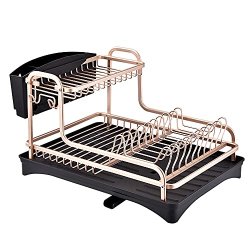 wdjj Geschirrständer, Multilayer Space Aluminium KüChenregale, Dish Draining Rack mit Tropfschalen Utensilienhalter/Rotgold / 24CM wdjj Geschirrständer, Multilayer Space Aluminium KüChenregale, Dish Draining Rack mit Tropfschalen Utensilienhalter/Rotgold / 24CM von KLHGBH