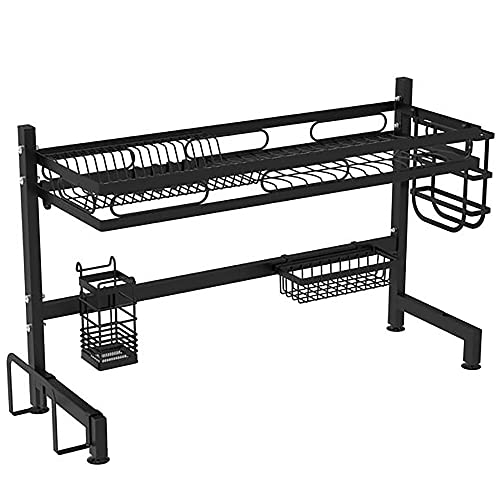 wdjj Geschirrständer, Over Sink Dish Rack Metall KüChenregale, FüR TöPfe Schalen Teller und KüChenutensilien Lagerung/Schwarz / 65CM von KLHGBH