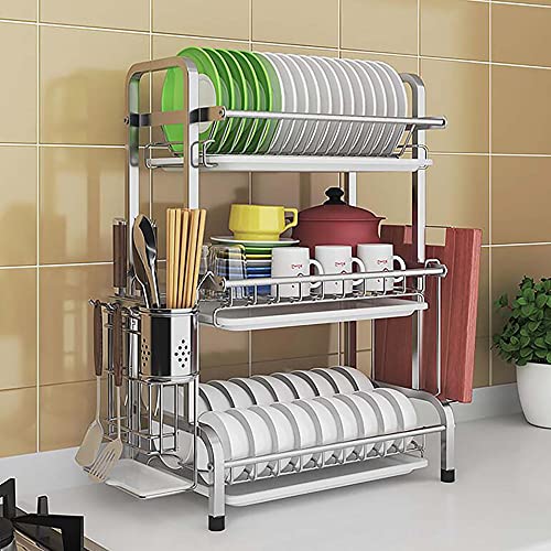 wdjj Geschirrständer, mit Tropfschale Edelstahl-Abtropfgestell Utensilienhalter, Multifunktions-KüChenzubehöR-Lagerregal/Silber / 3 Ebene wdjj Geschirrständer, mit Tropfschale Edelstahl-Abtropfgestell Utensilienhalter, Multifunktions-KüChenzubehöR-Lagerregal/Silber / 3 Ebene von KLHGBH