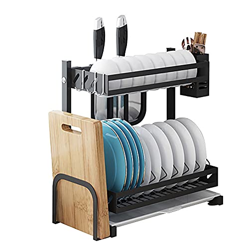 wdjj Mehrschichtige Abtropfgestelle, KüChenregale aus Edelstahl, Abtropfgestell mit AuffangbehäLter-Utensilienhalter/Schwarz / 43.6cm wdjj Mehrschichtige Abtropfgestelle, KüChenregale aus Edelstahl, Abtropfgestell mit AuffangbehäLter-Utensilienhalter/Schwarz / 43.6cm von KLHGBH