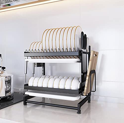 wdjj Mehrschichtiges Abtropfgestell, KüChenregale aus Metall Geschirrablage, mit Abtropfschale Arbeitsplattenhalter/Schwarz / 42cm wdjj Mehrschichtiges Abtropfgestell, KüChenregale aus Metall Geschirrablage, mit Abtropfschale Arbeitsplattenhalter/Schwarz / 42cm von KLHGBH