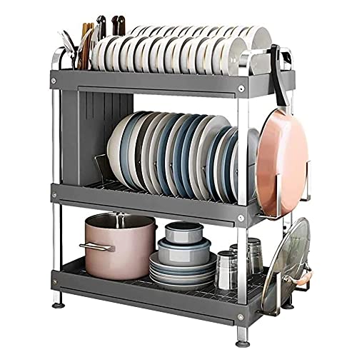 wdjj Mehrschichtiges Abtropfgestell mit Auffangwanne aus Edelstahl FüR die Aufbewahrung von TöPfen, Schalen und KüChenutensilien/grau / 61cm wdjj Mehrschichtiges Abtropfgestell mit Auffangwanne aus Edelstahl FüR die Aufbewahrung von TöPfen, Schalen und KüChenutensilien/grau / 61cm von KLHGBH