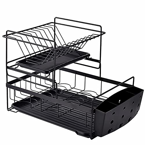 wdjj Metall-Geschirrständer, Multifunktions-Utensilienhalter Glashalter mit Tropfschale FüR die Aufbewahrung von TöPfen, Schalen und KüChenutensilien/Schwarz / 38x29x31cm wdjj Metall-Geschirrständer, Multifunktions-Utensilienhalter Glashalter mit Tropfschale FüR die Aufbewahrung von TöPfen, Schalen und KüChenutensilien/Schwarz / 38x29x31cm von KLHGBH