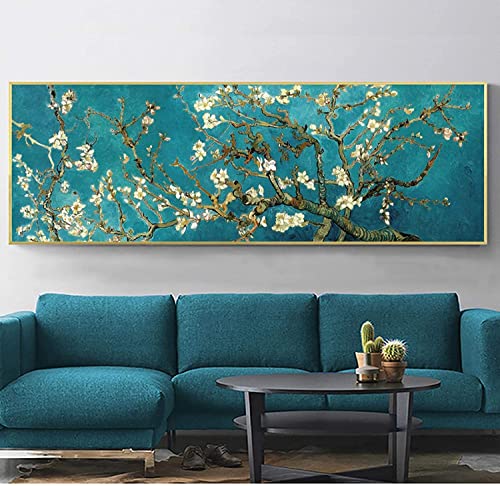 KLHWR Gedruckt auf Leinwand, 50 x 150 cm, Rahmenlos, Van Gogh, berühmte Mandelblüte, Leinwand, abstrakte Kunstkopie, Blumenbild, fertig zum Aufhängen von KLHWR