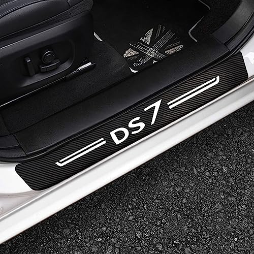 4 Stück Auto Einstiegsleisten Schutz, für Citr-oen DS7 Auto Kohlefaser Türschweller Schutz mit Logo Aufkleber Kantenschutz,White von KLHYWEN