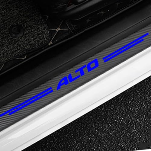 KLHYWEN 4 Stück Auto Kohlefaser Einstiegsleisten Schutz Für Suz-uki Alto Tuning Zubehör mit Logo Türschwelle Anti Kratz Aufkleber Schutzstreifen,Blue von KLHYWEN