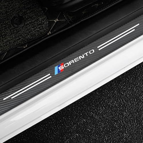 4 Stück Kohlefaser Einstiegsleisten Schutz für KI-A Sorento, Auto Türschweller Kratzschutz Abdeckung Protector Pedal Aufkleber,White von KLHYWEN