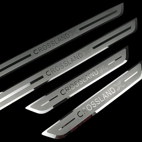 KLHYWEN Auto Edelstahl Einstiegsleisten Für Op-EL Vauxhall Crossland X 2017-2019 2020 2021 Tuning Zubehör 4 STÜCKE Auto Scuff Plate Türschwelle Sill Aufkleber,Silver von KLHYWEN