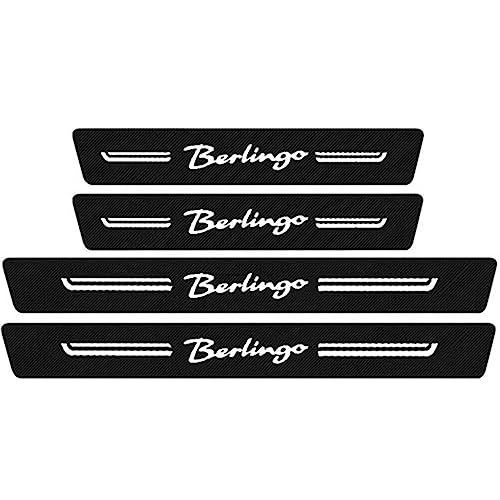KLHYWEN Auto Kohlefaser Einstiegsleisten Für Citr-oen Berlingo Tuning Zubehör 4 STÜCKE Auto Scuff Plate Türschwelle Sill Aufkleber,White von KLHYWEN