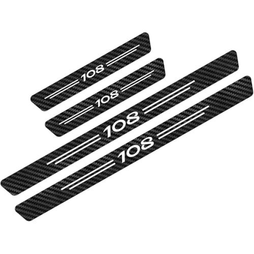 KLHYWEN Auto Kohlefaser Einstiegsleisten Für Peu-geot 108 Tuning Zubehör 4 STÜCKE Auto Scuff Plate Türschwelle Sill Aufkleber,White von KLHYWEN