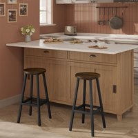 Barhocker 2er Set, Barstühle Küchenstühle, rund Tresenhocker mit Fußstütze, Küchenhocker mit Metallgestell, bis 150 kg belastbar, für Bar Kücheninsel von KLIHOME