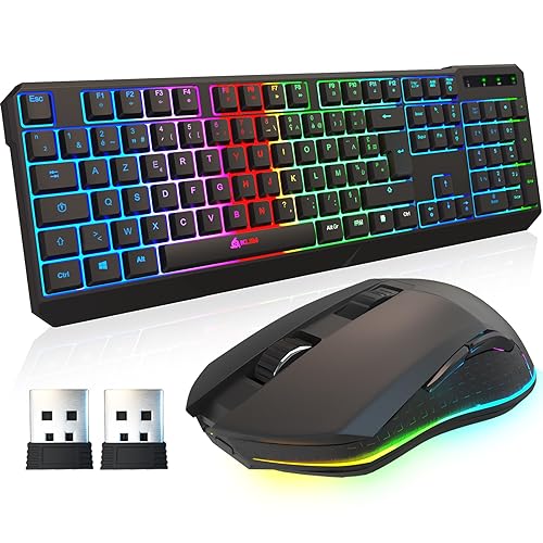 KLIM Blaze & Chroma - Nouveauté - Pack Clavier Souris Gamer sans Fil AZERTY - Durable, Ergonomique - Ensemble Clavier Souris sans Fil Gaming Pour PC - Batterie résistante intégrée von KLIM