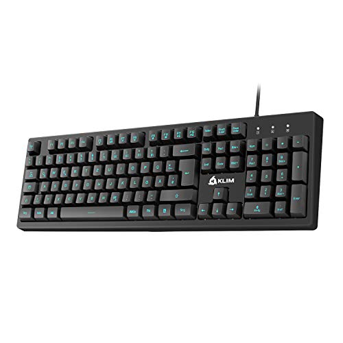 KLIM Bolt - Gaming Tastatur + Schneller und präziser Anschlag + Hinterleuchtete RGB Tastatur mit Multimedia-Steuerung + 7 Farben und 3 Effekte + Kompatibel mit PC PS4 Xbox One + Schwarz von KLIM