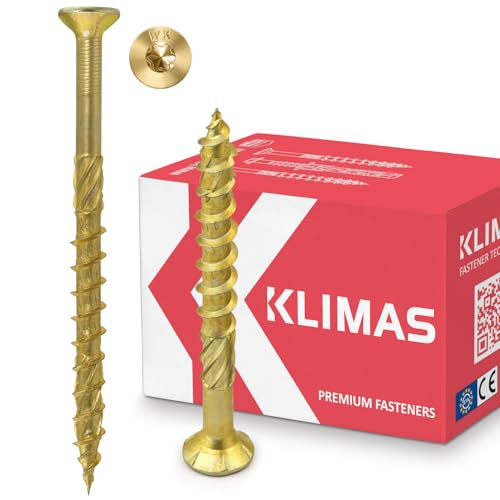KLIMAS Holzschrauben Torx - Spanplattenschrauben Gelb - Senkkopfschrauben - Terrassenschrauben - Universalschrauben - Dachkonstruktion Schrauben Set - Holzschrauben 4x50 mm - 300 Stück von KLIMAS