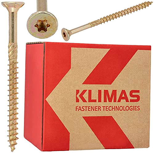 KLIMAS Holzschrauben Torx - Spanplattenschrauben Gelb - Senkkopfschrauben - Terrassenschrauben - Universalschrauben - Dachkonstruktion Schrauben Set - Holzschrauben 6x180 mm - 100 Stück von KLIMAS