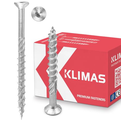 KLIMAS Holzschrauben Torx - Spanplattenschrauben Weiß - Senkkopfschrauben - Terrassenschrauben - Universalschrauben - Dachkonstruktion Schrauben Set - Holzschrauben 6x100 mm 100 Stück von KLIMAS