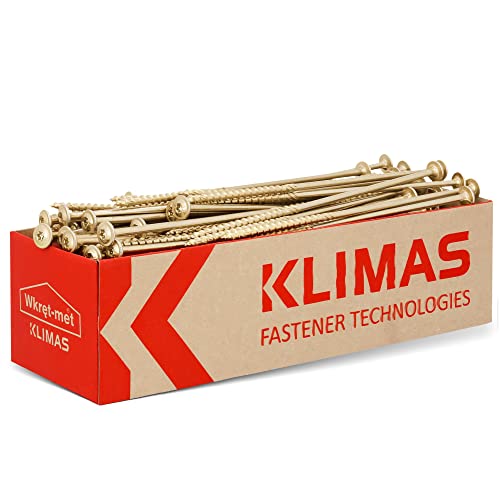 KLIMAS Holzschrauben Torx Tellerkopfschrauben 6,0 x 200 mm 50 Stück | Unterlegscheiben Schrauben Terrasenschrauben Universalschrauben Dachkonstruktion Set TX Gelb von KLIMAS